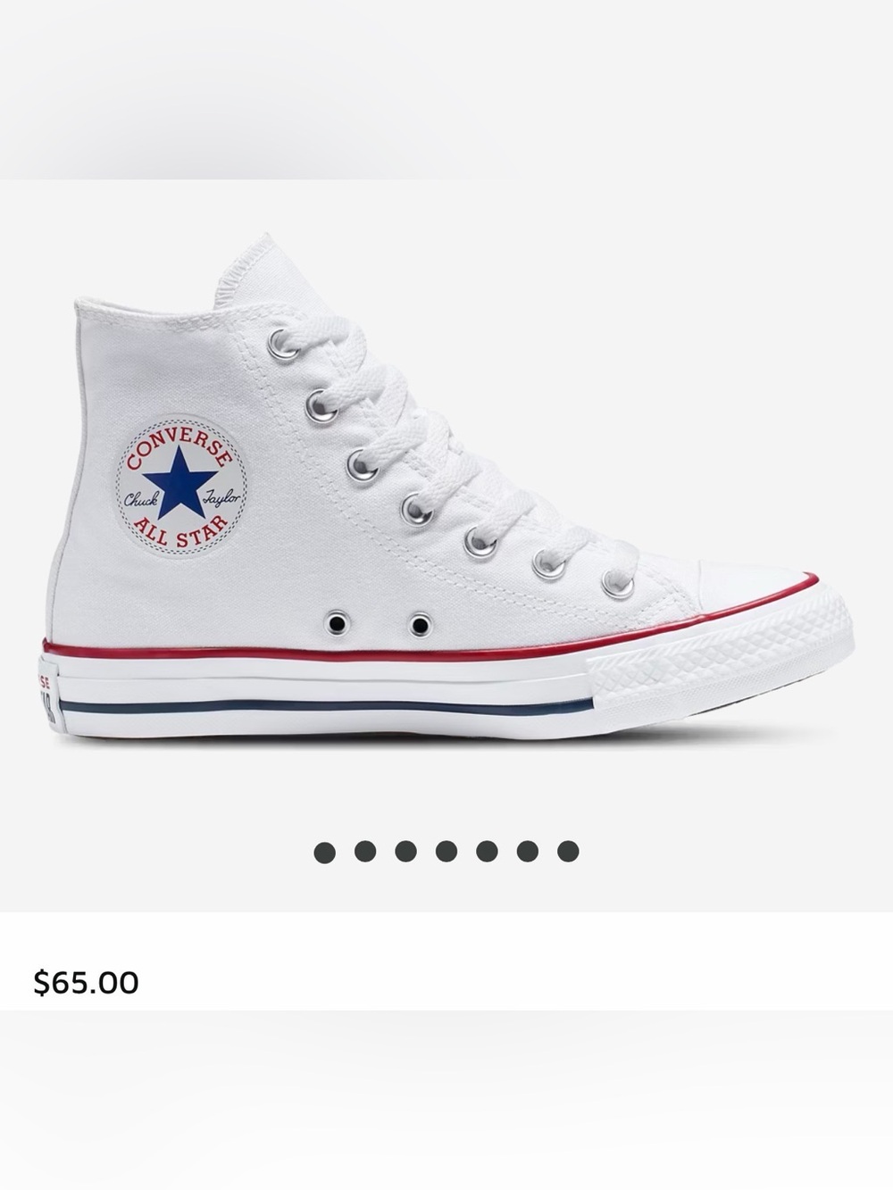 Unisex Converse Chuck Taylor All Star High Top Sneakers - White with Red & Blue